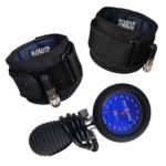 Fit Cuffs - performance Upper V4.0, featuring the left & Right Arm Cuffs with a metal ring for convenient reverse attachment and the Standard Pressure Gauge for precise control. This Blood Flow Restriction (BFR) training set is designed for safe and effective upper body rehabilitation, offering a secure fit to enhance muscle strength and recovery. Ideal for athletes and individuals focused on optimized rehab and performance.