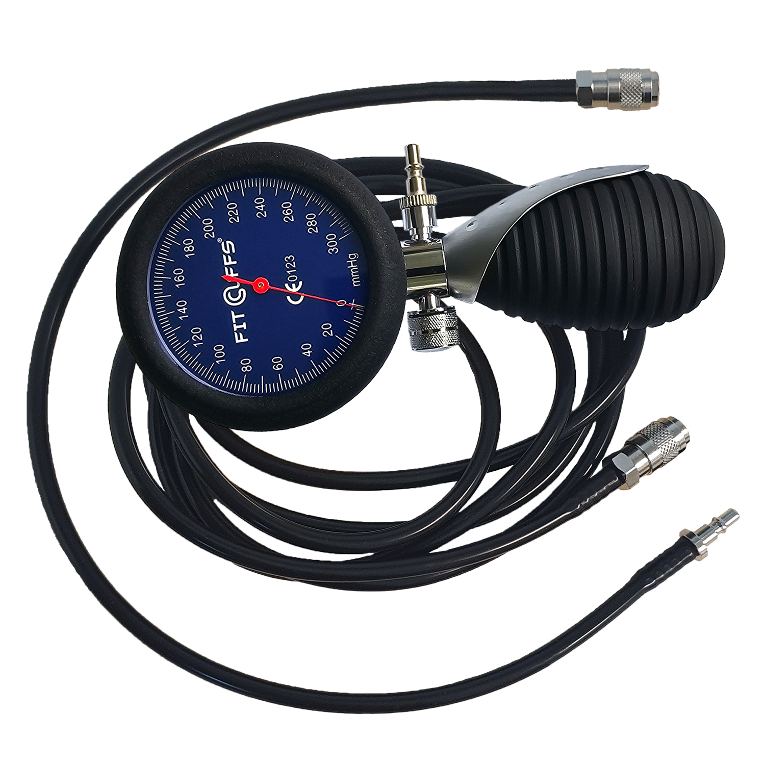Image of the wireless pressure gauge, now updated with a rubber protective sleeve for enhanced durability. The gauge features a sleek design and clear digital display for precise pressure readings