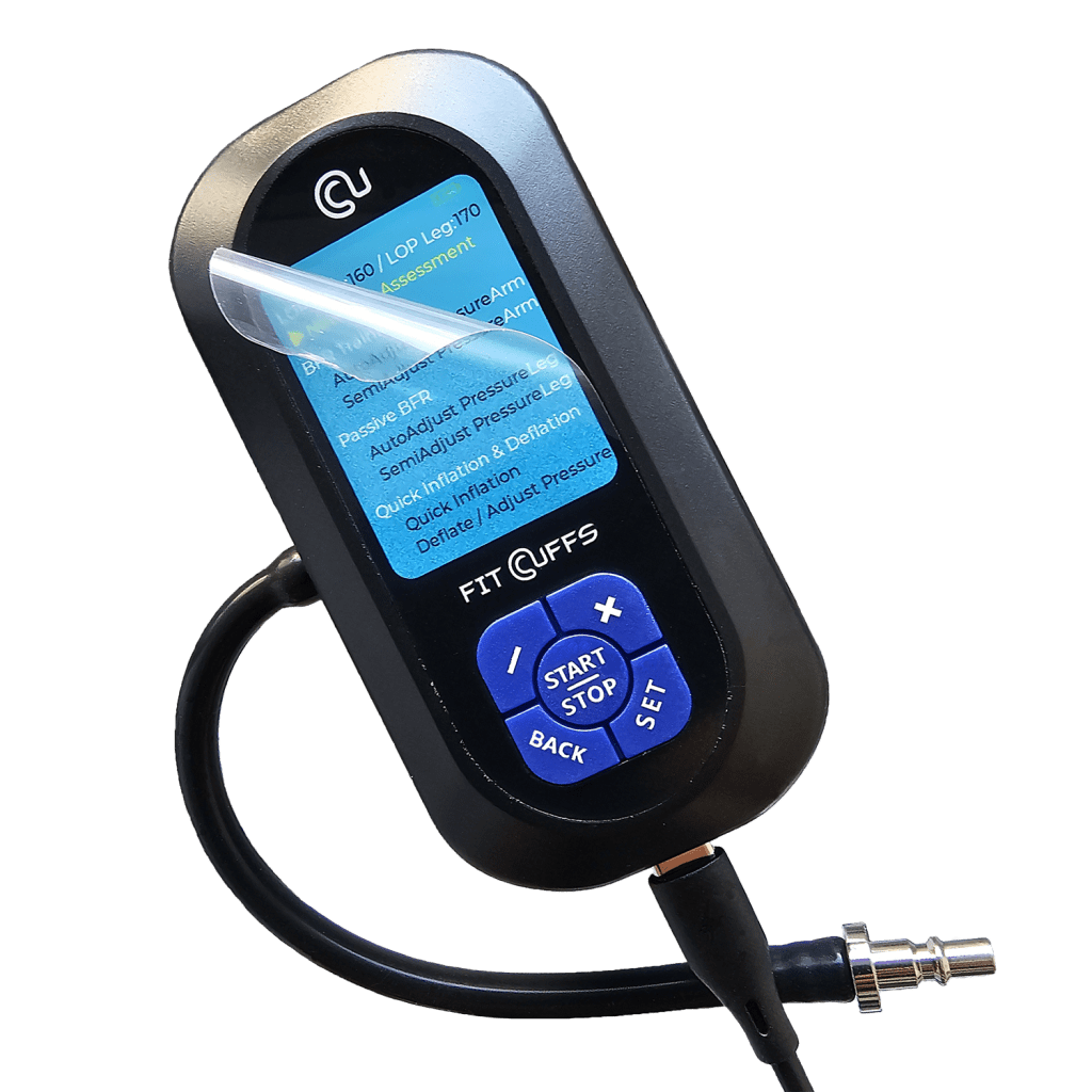 BFR Unit charging with protective film partially peeled back, revealing the smooth surface underneath.