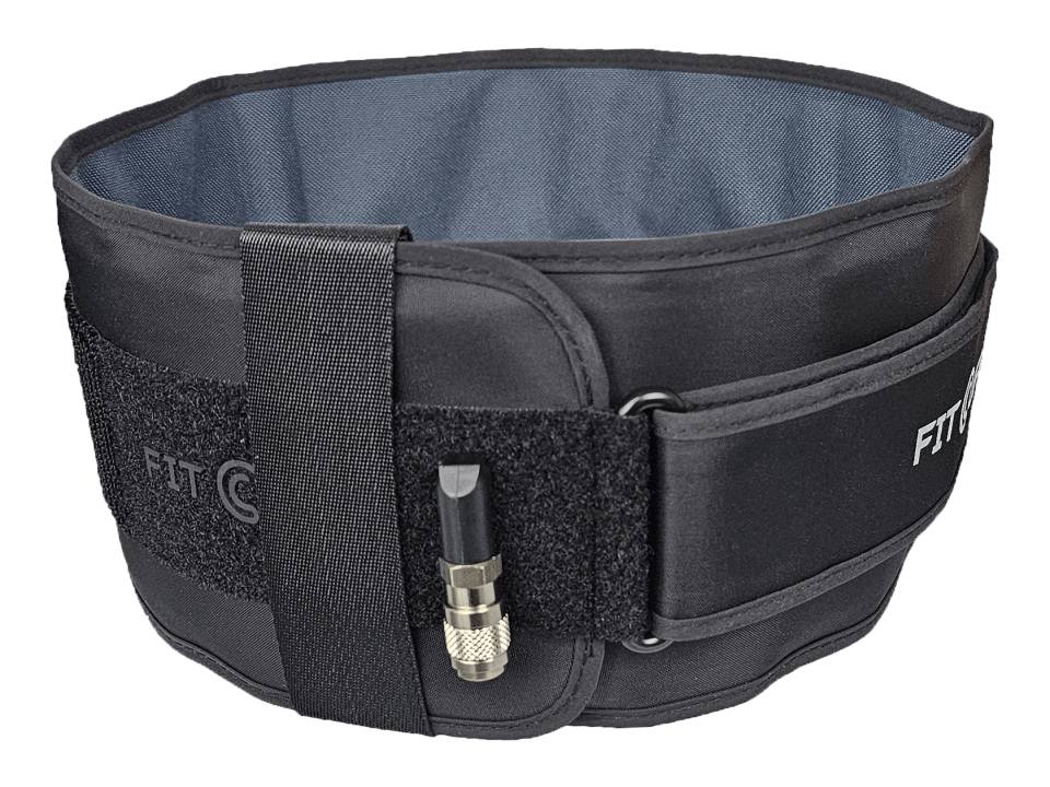 Image showcasing the left version of the contoured Leg Cuff V5.0, featuring a sleek ergonomic design for optimal support and comfort. The cuff is constructed with durable, high-quality materials and adjustable straps for a customizable fit, ideal for medical, athletic, or rehabilitation use