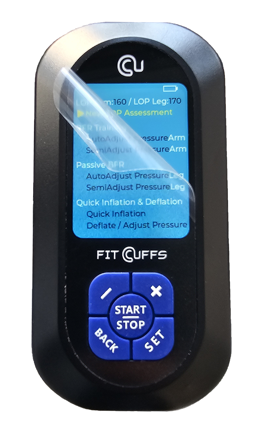 BFR Unit with protective film partially peeled back, revealing the smooth surface underneath